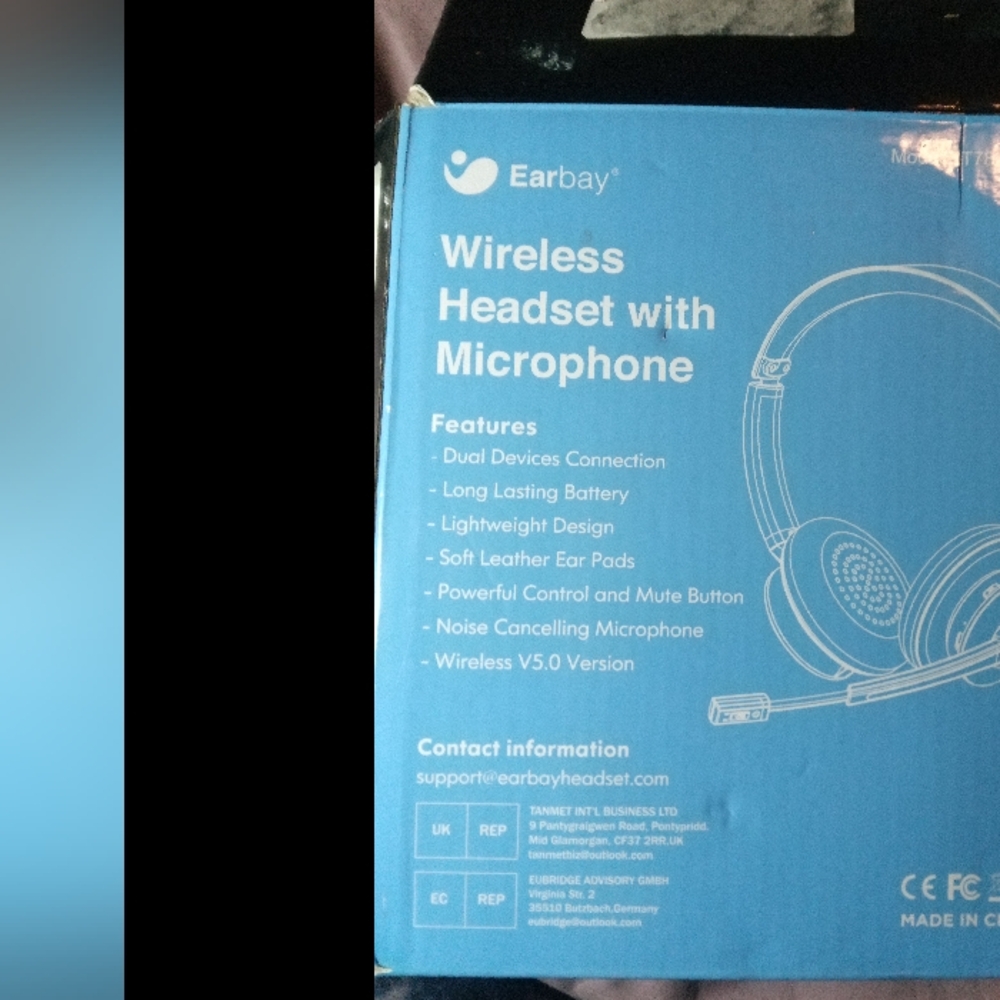 Earbay Wireless Headset with Microphone - Blue